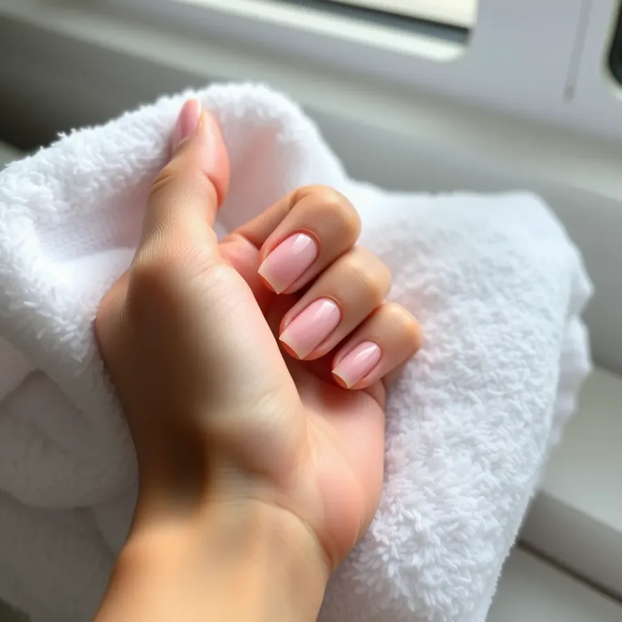 Soft pink almond manicure